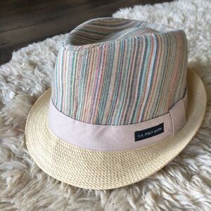 U.S. Polo Assn. Striped Fedora with Beige Brim